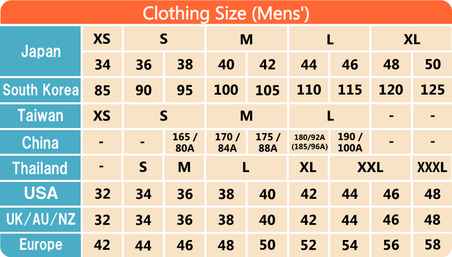 Japanese Clothing Size Chart