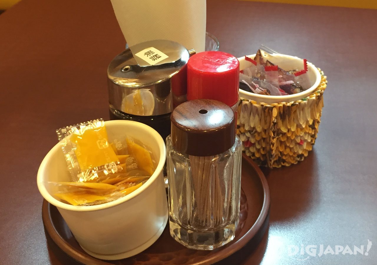 Typical natto toppings karashi mustard and tare sauce