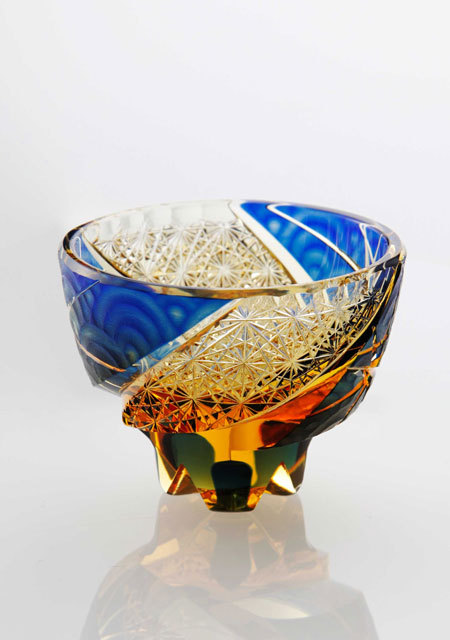 Edo kiriko glass sake cup by Tadano Hideyoshi
