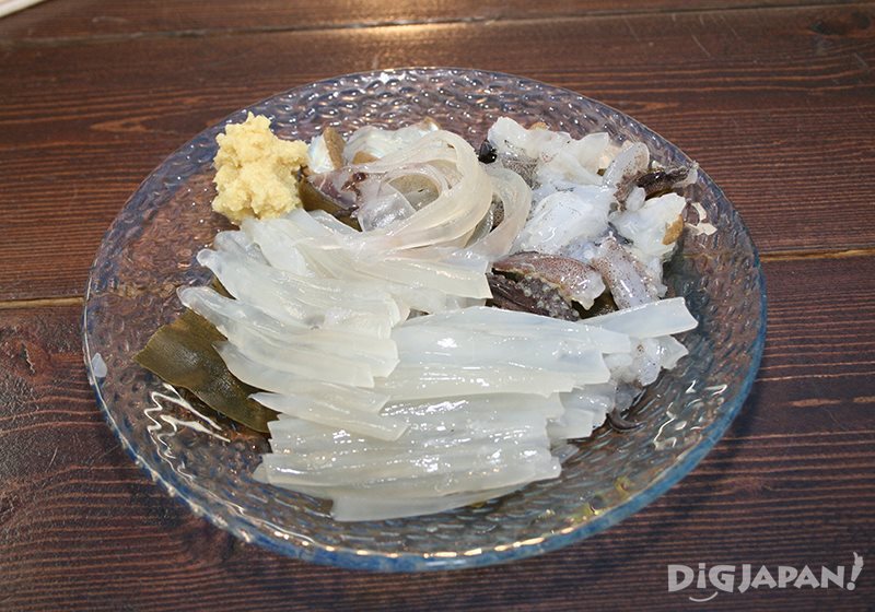 Fresh squid sashimi