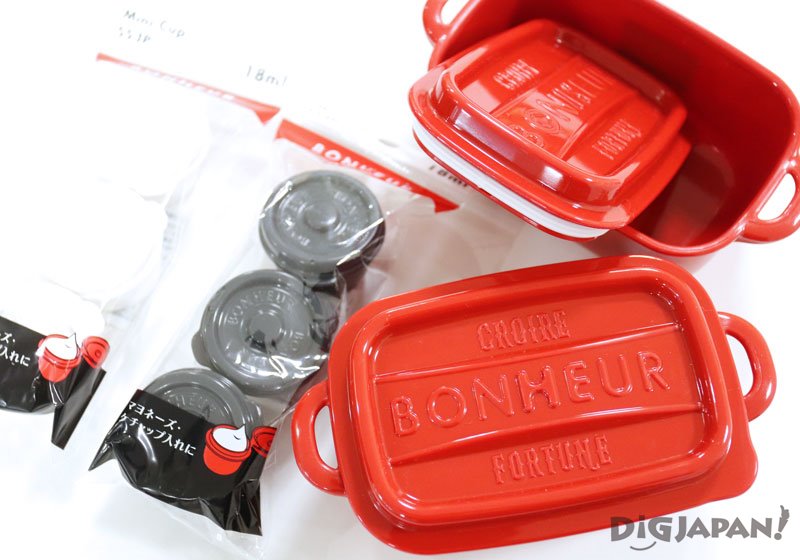 Bonheur Lunch Box L (250ml) and Mini Cup SS (18ml, 3 pieces set)